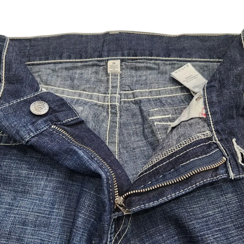 True Religion NWT 36 Denim Cut Off Shorts Raw Hem Flap Pockets Streetwear Y2K